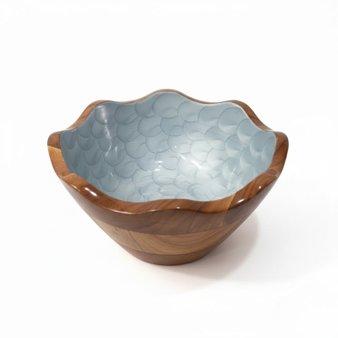 Enamel Wooden Bowl: Sustainable Dining Essential